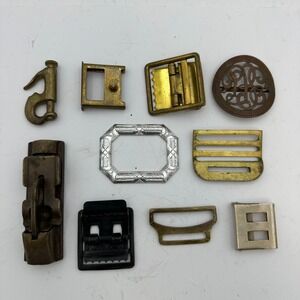 Lot of 9 Vintage Metal Belt Buckles Clasps Hardware‎ Craft Supplies